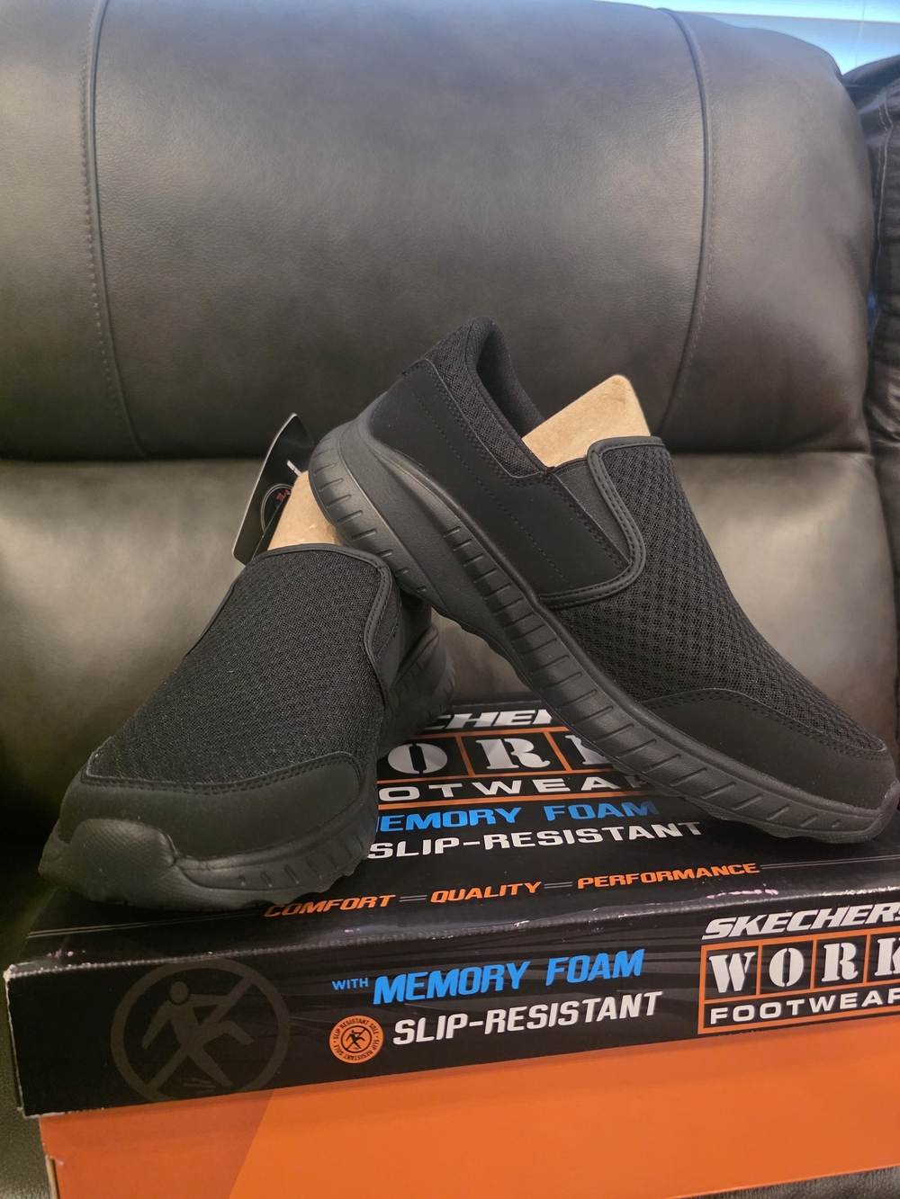 Skechers Work Men's Black Slip-On Memory Foam Shoe